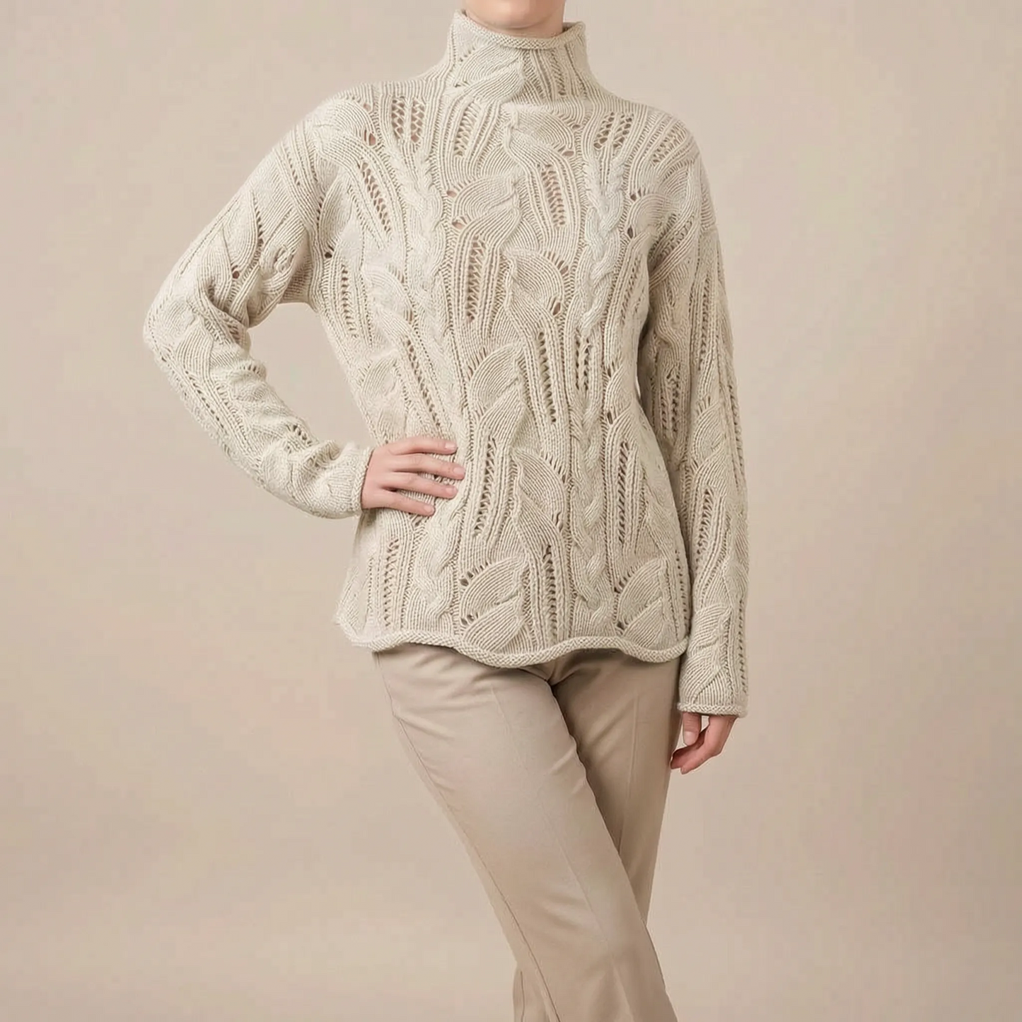 AuraWeave | Puszysty Sweter Damski Z Golfem