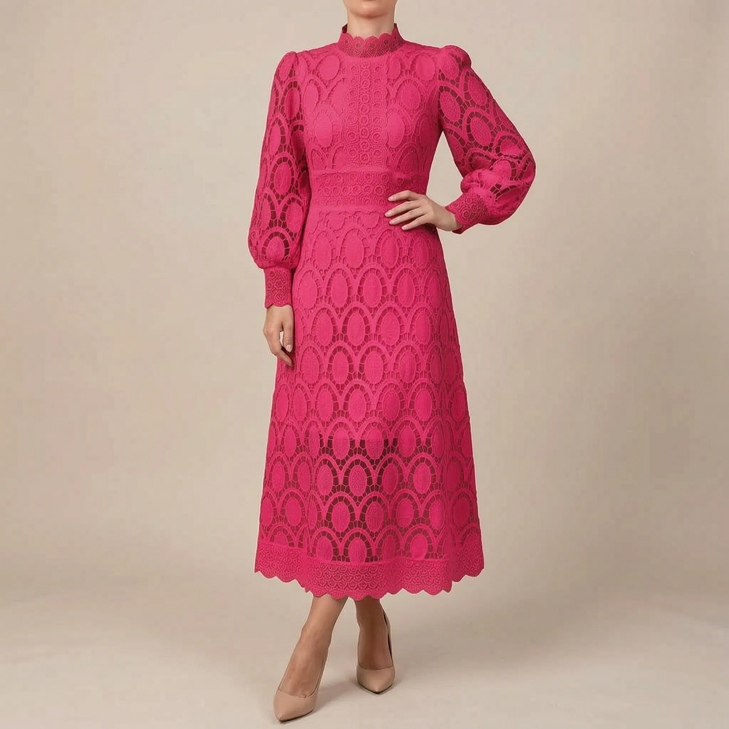 Saphia | Elegancka Sukienka Z Ażurowym Wzorem