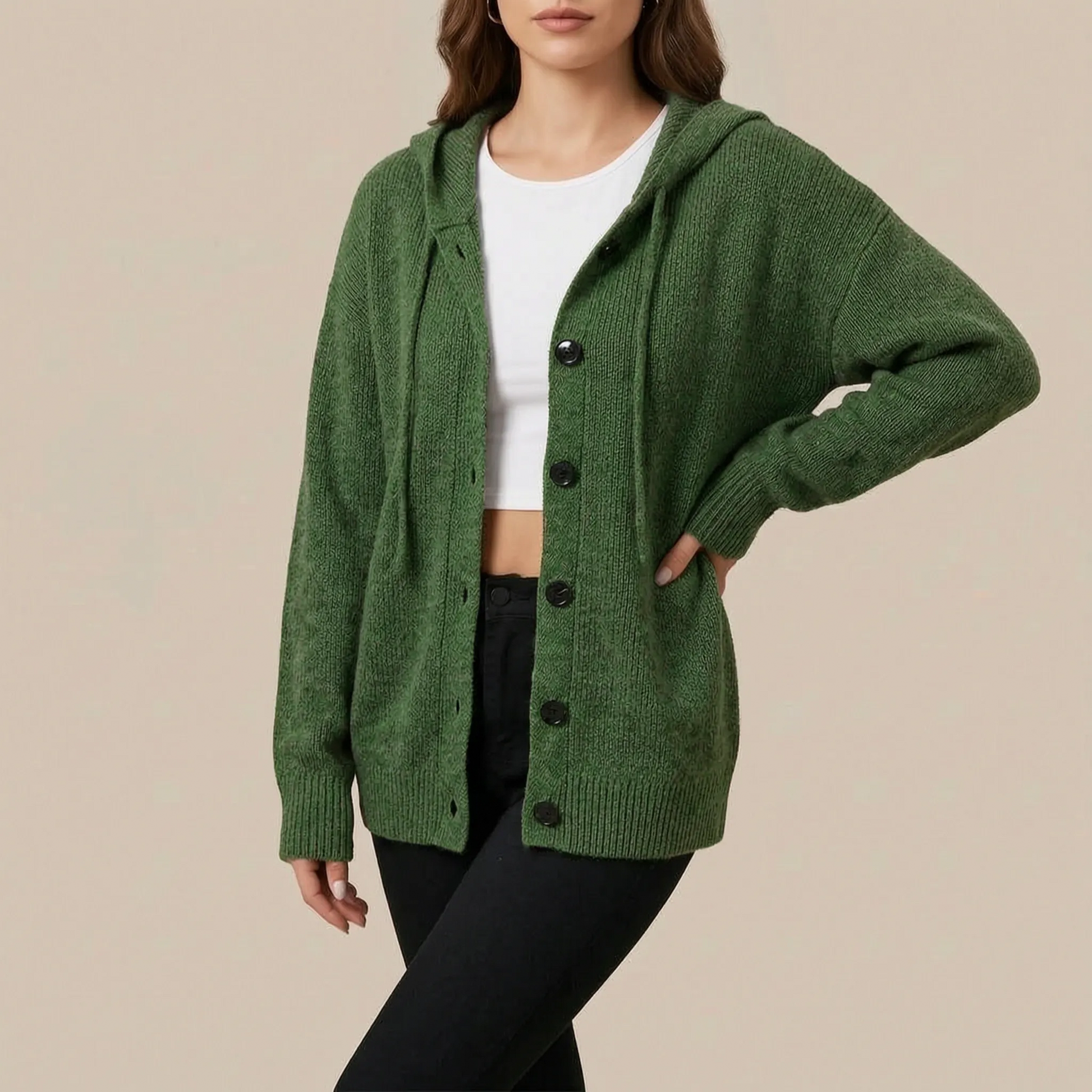 Aralia | Gruby Kardigan Oversize Z Kapturem