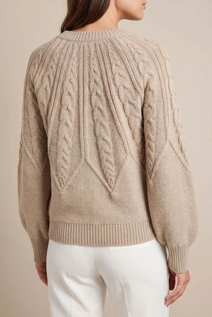AuraKnit | Elegancki Sweter Damski Z Warkoczowym Splotem