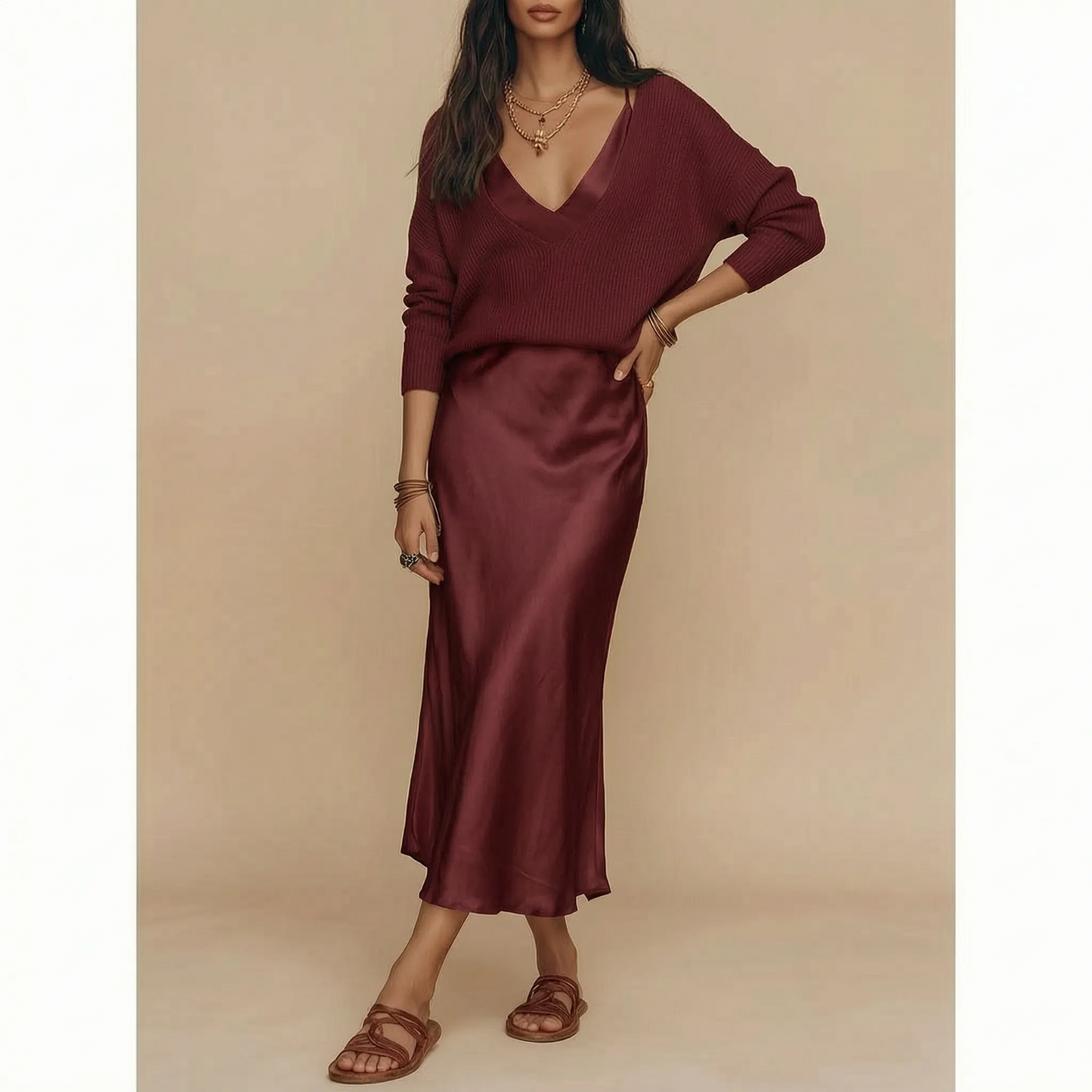 Avaria | Elegancki Luźny Casualowy Dwuczęściowy Komplet