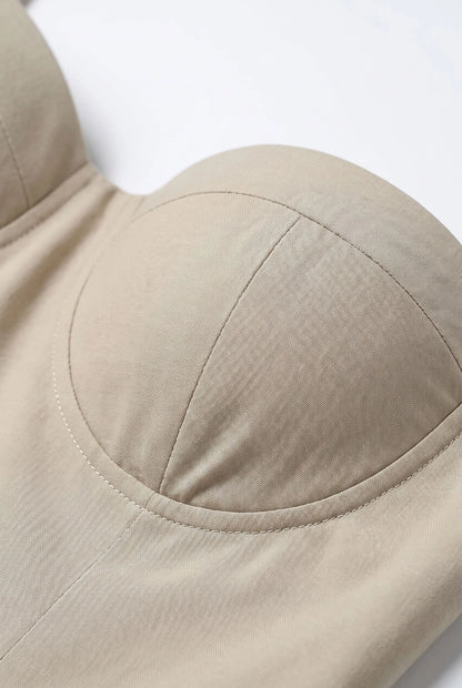 Avenique | Elegancka Sukienka Gorsetowa Midi Na Cienkich Ramiączkach