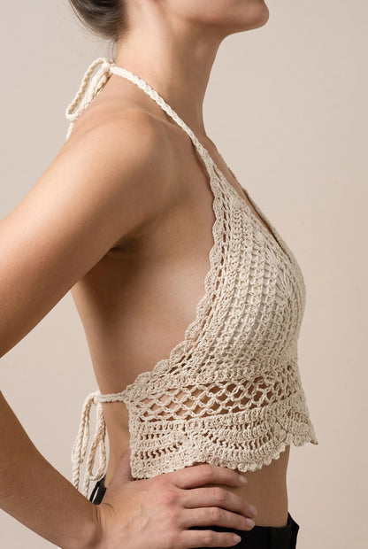 Bohema | Krótki Szydełkowy Top W Stylu Boho