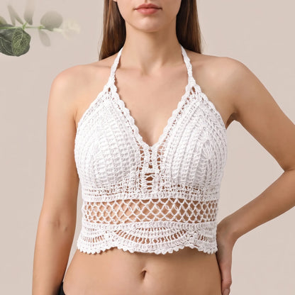 Bohema | Krótki Szydełkowy Top W Stylu Boho
