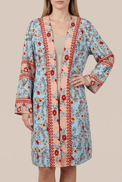 Bohira | Cienki Kardigan Damski Długi Z Motywem Boho