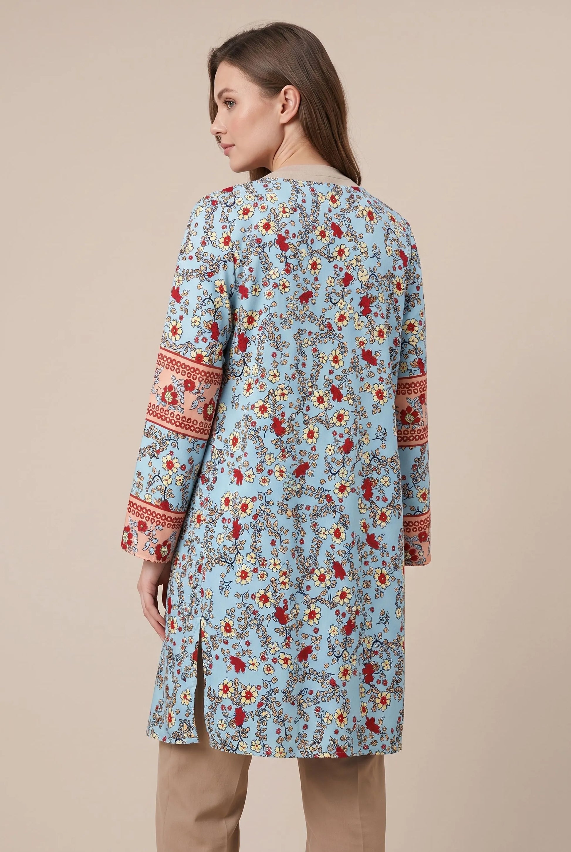 Bohira | Cienki Kardigan Damski Długi Z Motywem Boho