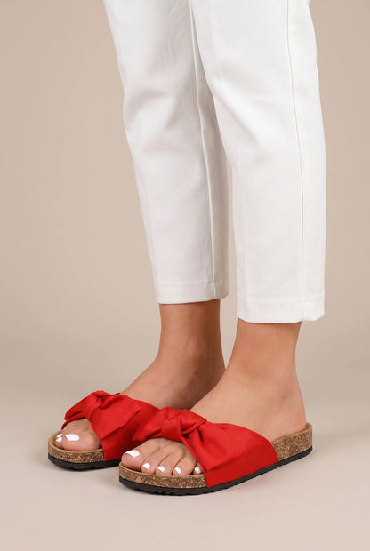 Bowari | Wsuwane Sandały Damskie Z Dużą Kokardą