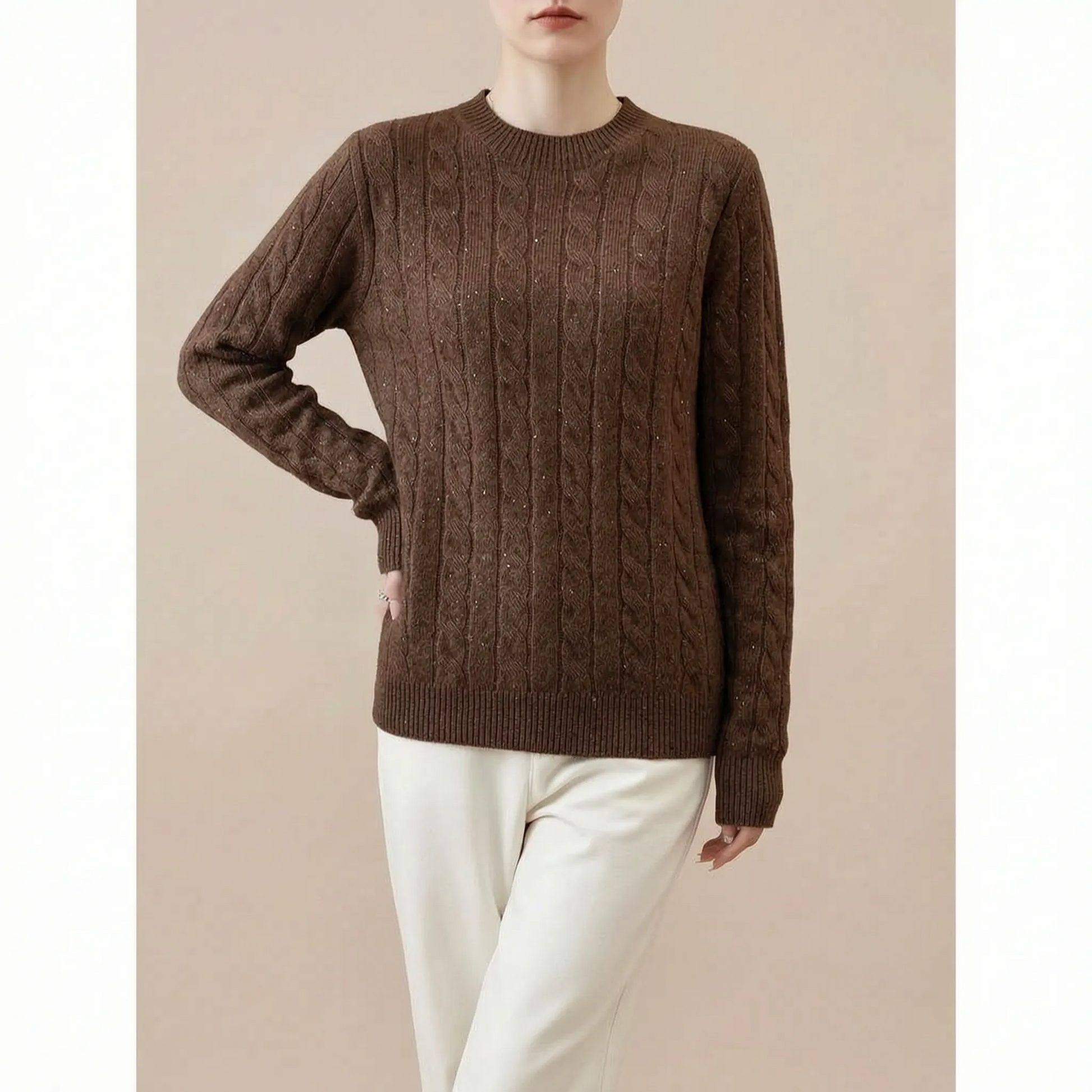 Cablea | Damski Sweter Z Warkoczowym Splotem