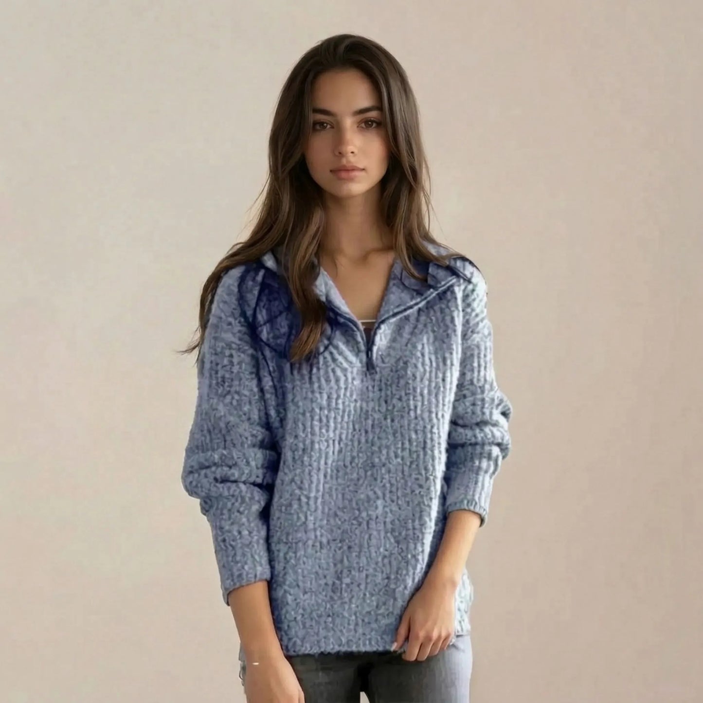 CozyVibe | Ciepły Sweter Damski Z Kołnierzykiem