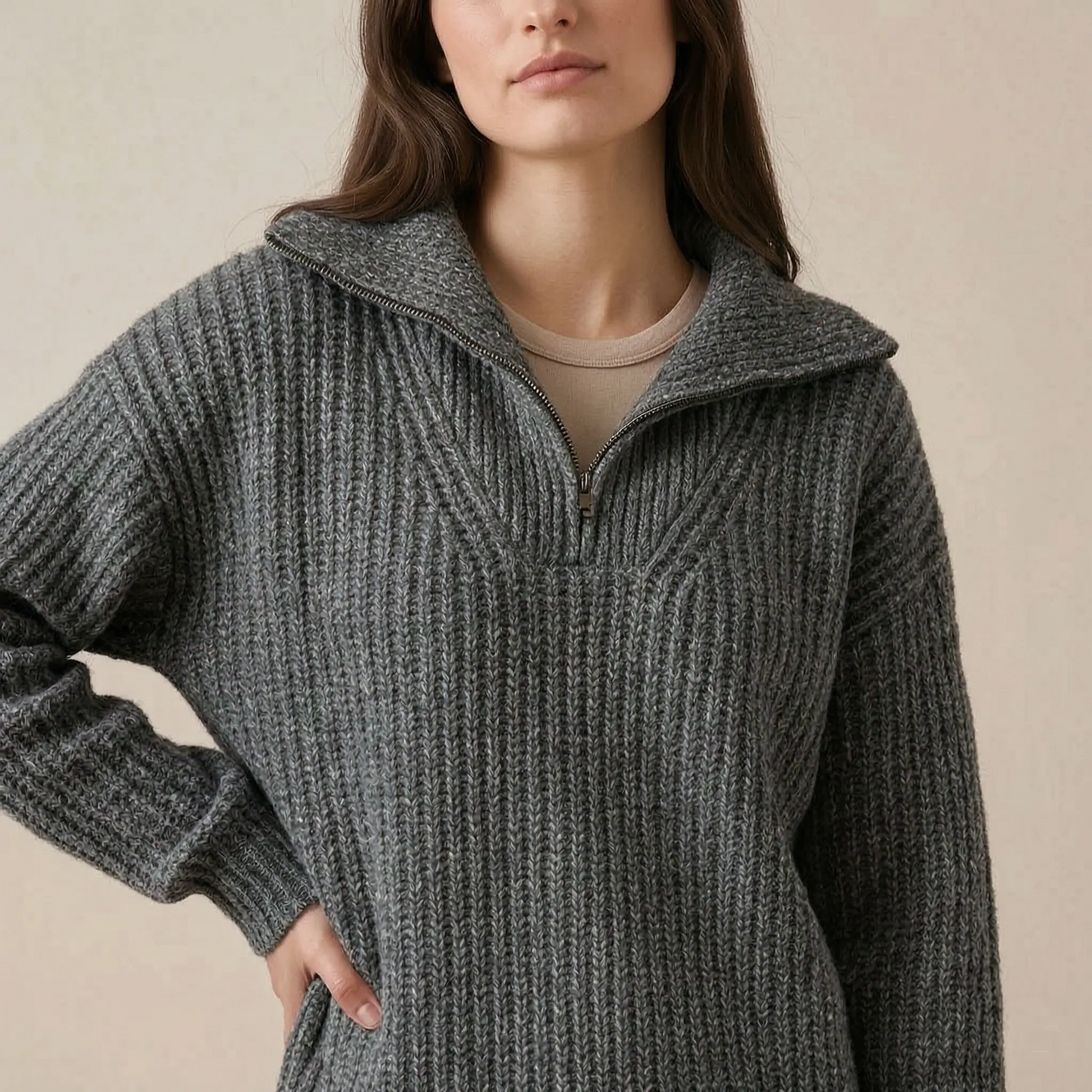 CozyVibe | Ciepły Sweter Damski Z Kołnierzykiem