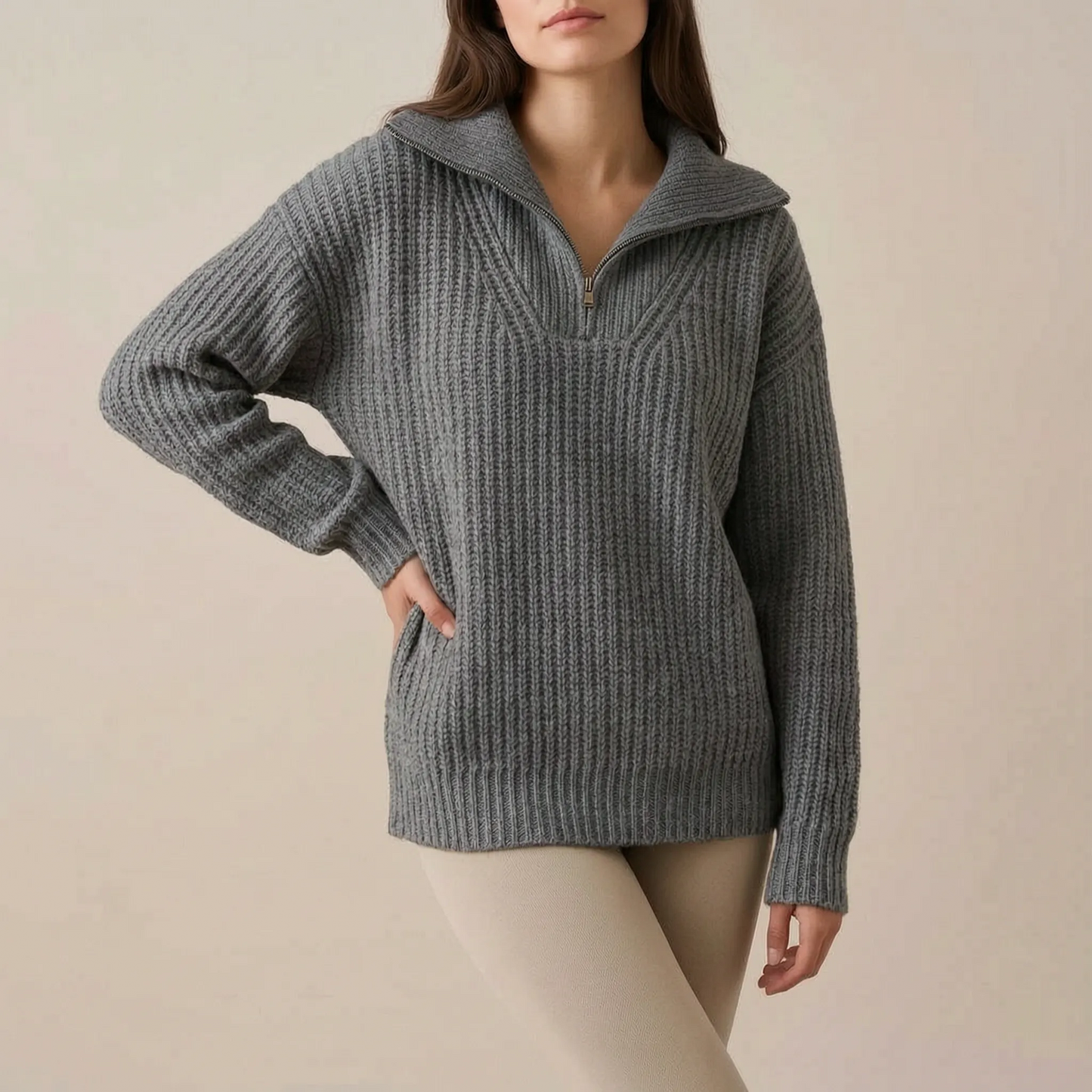 CozyVibe | Ciepły Sweter Damski Z Kołnierzykiem