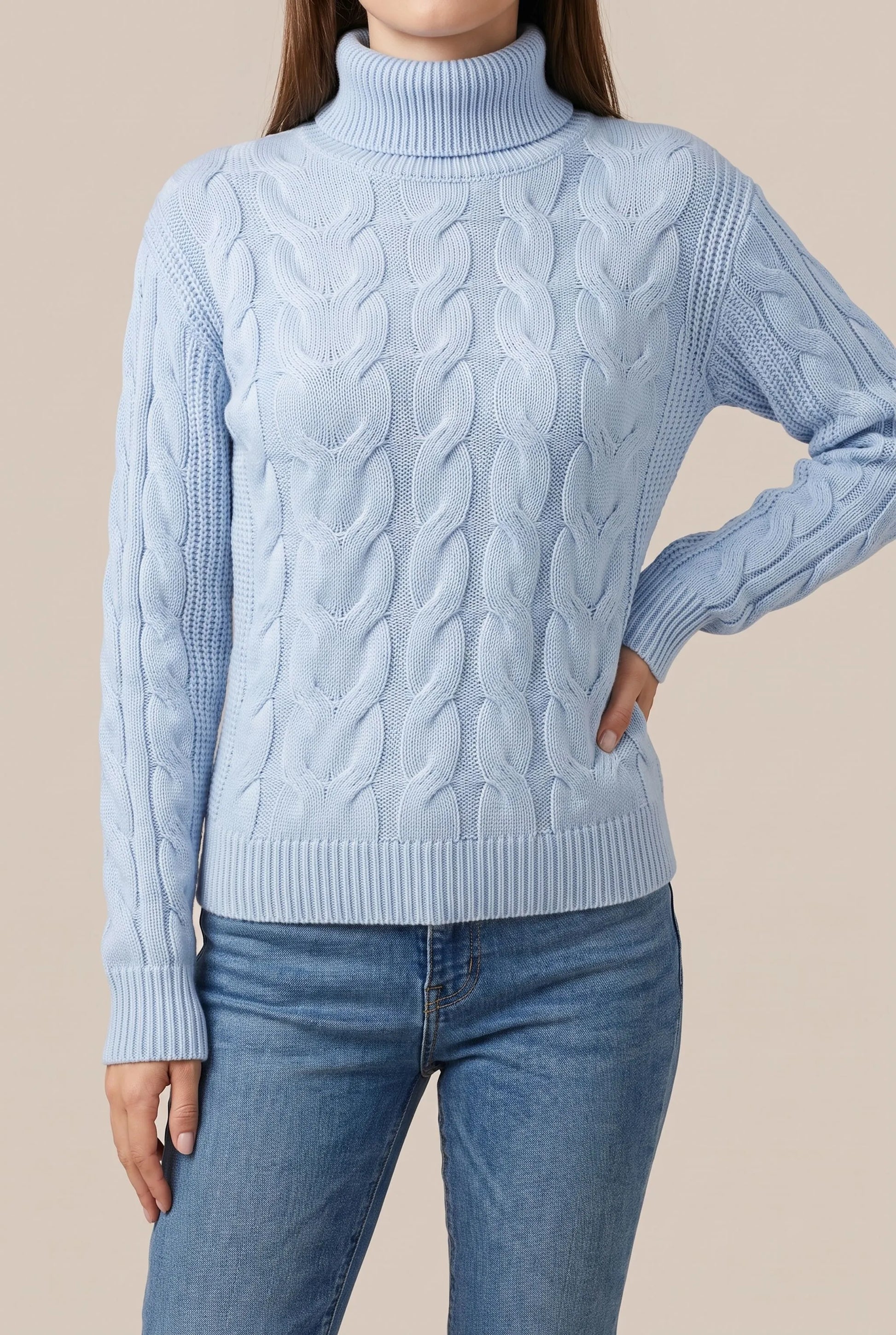Cozyllia | Różowy Sweter Z Golfem Damski