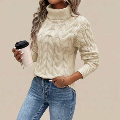 Cozyllia | Różowy Sweter Z Golfem Damski
