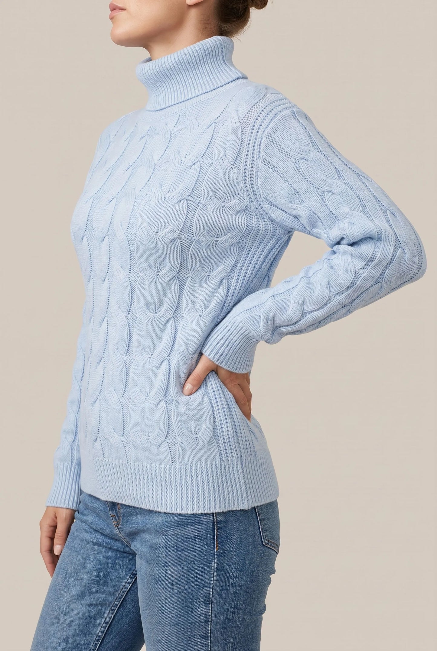 Cozyllia | Różowy Sweter Z Golfem Damski