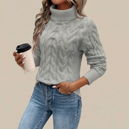 Cozyllia | Różowy Sweter Z Golfem Damski