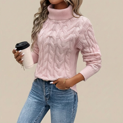Cozyllia | Różowy Sweter Z Golfem Damski