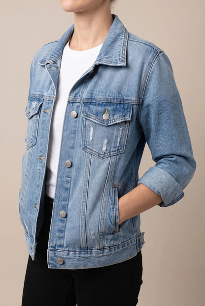 Denimara | Klasyczna Kurtka Przejściowa Z Kołnierzykiem