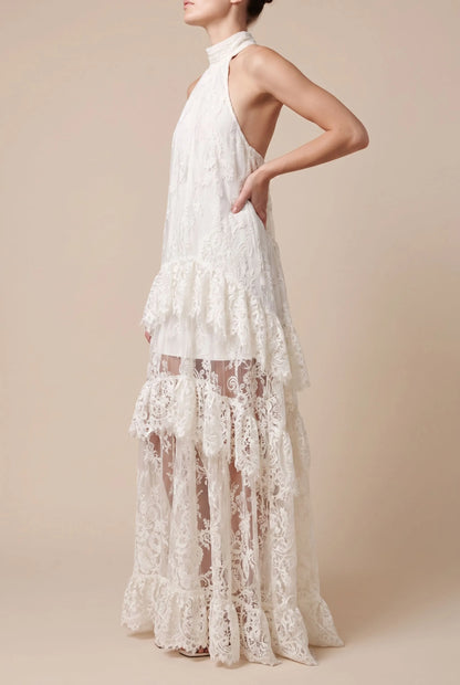 Evorla | Biała Letnia Sukienka Maxi W Stylu Boho