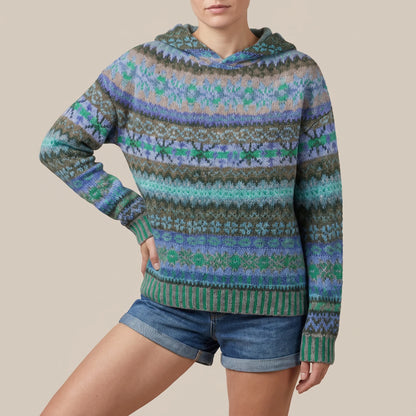 Fjordis | Luźna Codzienna Niebieska Bluza Z Kapturem