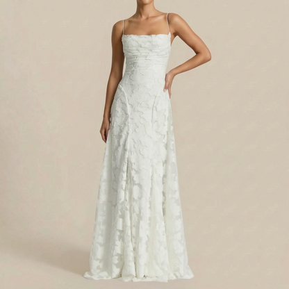 Floralia | Elegancka Sukienka Maxi Na Cienkich Ramiączkach