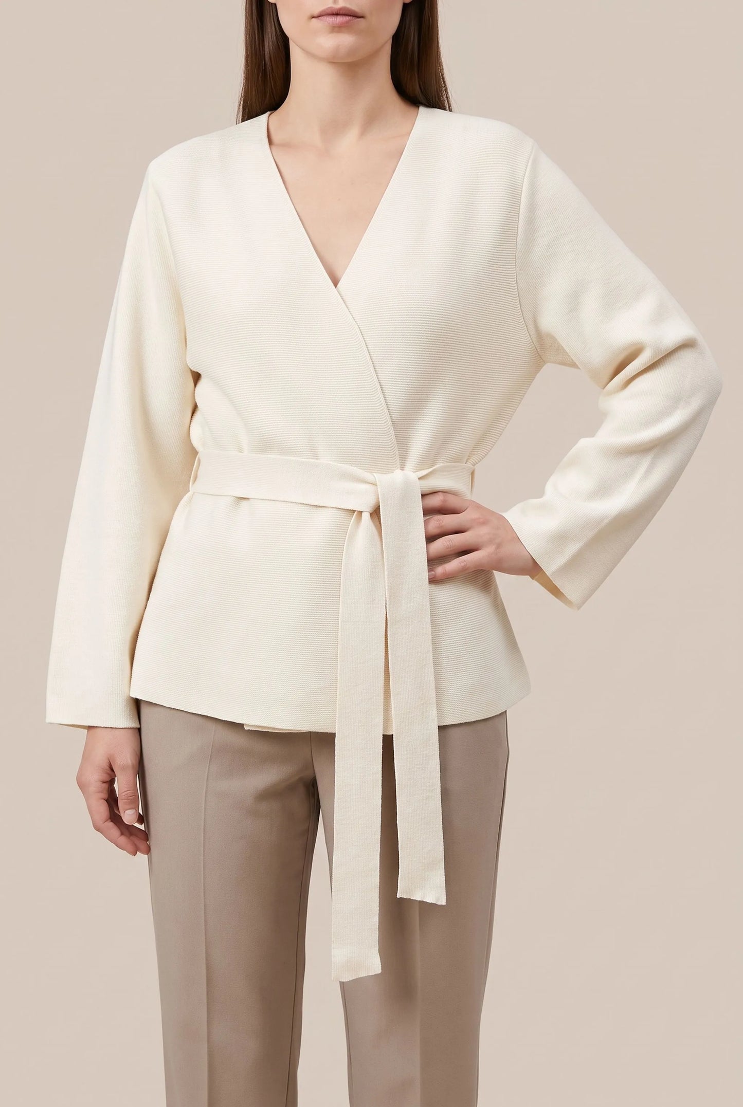 Knitova | Elegancka Kopertowa Marynarka Dzianinowa