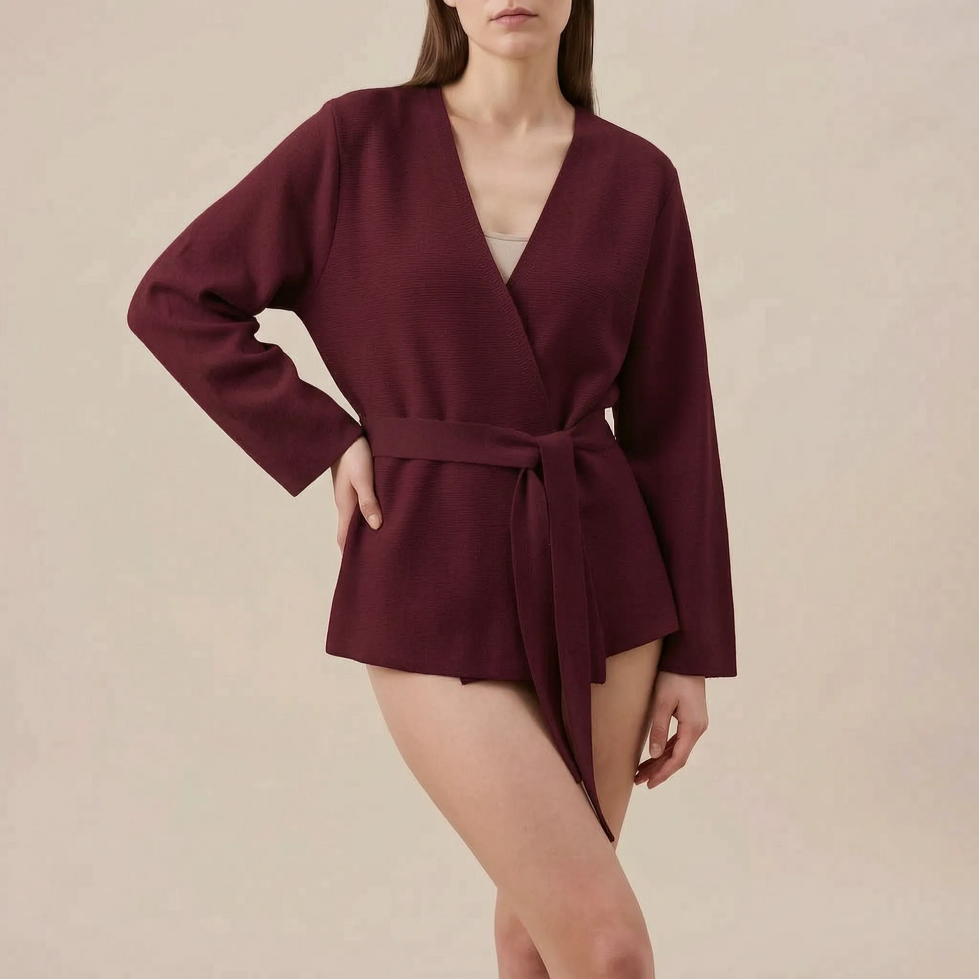 Knitova | Elegancka Kopertowa Marynarka Dzianinowa