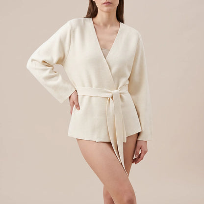 Knitova | Elegancka Kopertowa Marynarka Dzianinowa