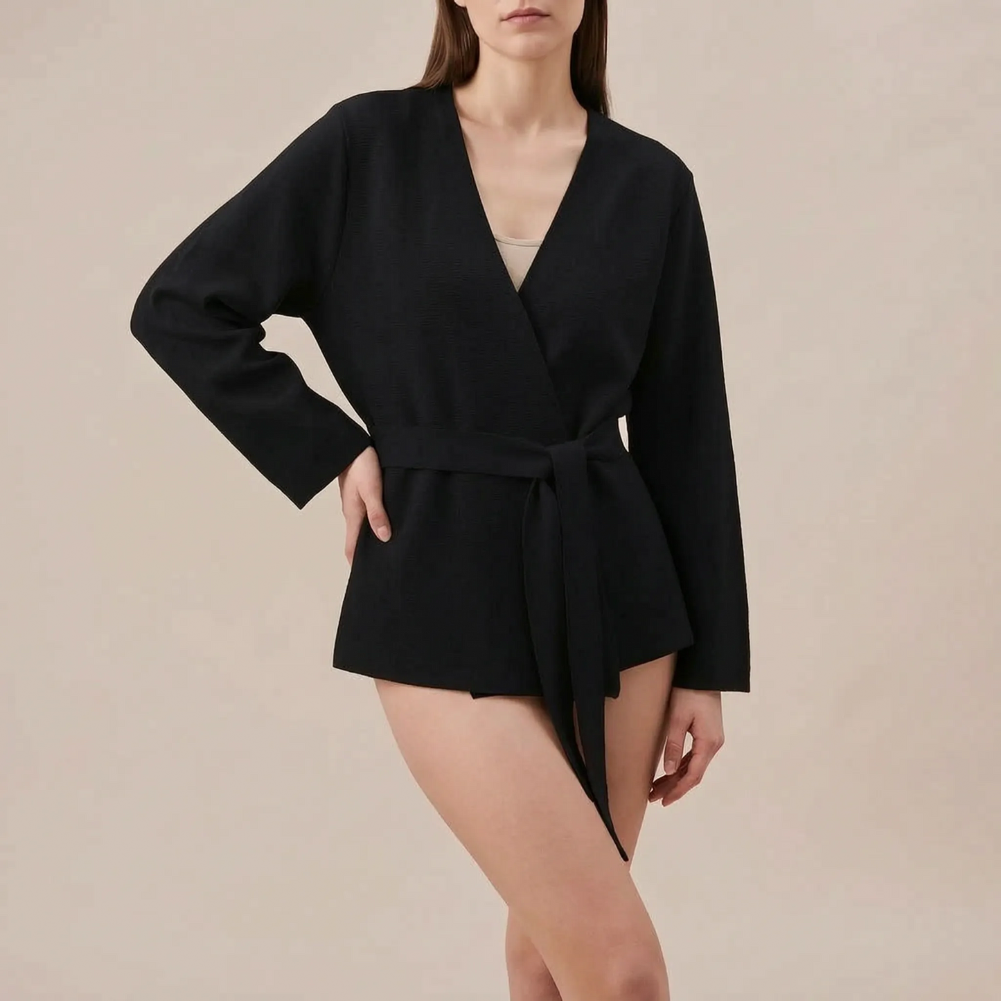 Knitova | Elegancka Kopertowa Marynarka Dzianinowa