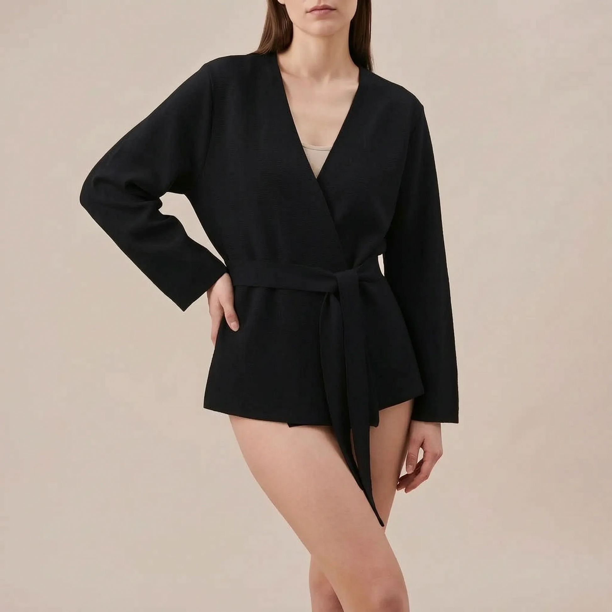 Knitova | Elegancka Kopertowa Marynarka Dzianinowa
