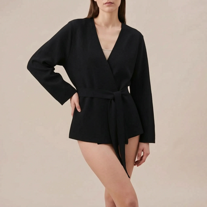 Knitova | Elegancka Kopertowa Marynarka Dzianinowa