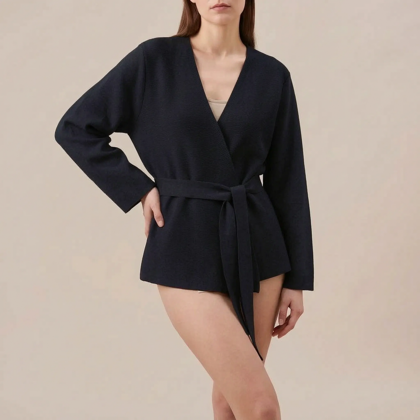 Knitova | Elegancka Kopertowa Marynarka Dzianinowa