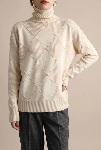 Knitrix | Sweter Typu Golf Z Wyrazistym Splotem