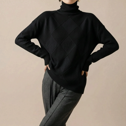 Knitrix | Sweter Typu Golf Z Wyrazistym Splotem