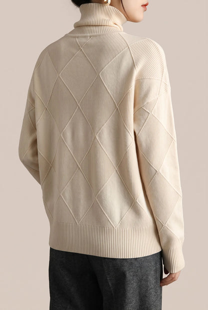 Knitrix | Sweter Typu Golf Z Wyrazistym Splotem