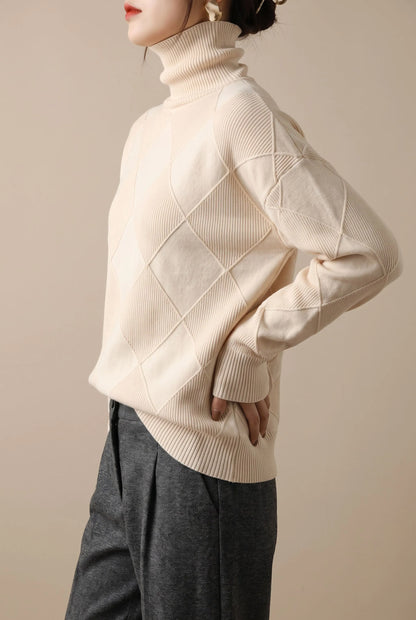 Knitrix | Sweter Typu Golf Z Wyrazistym Splotem