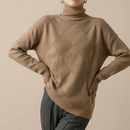 Knitrix | Sweter Typu Golf Z Wyrazistym Splotem