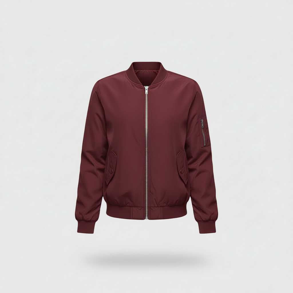 Kurtka Damska Bomber Krótka z Zamek Błyskawiczny | Casual Outerwear