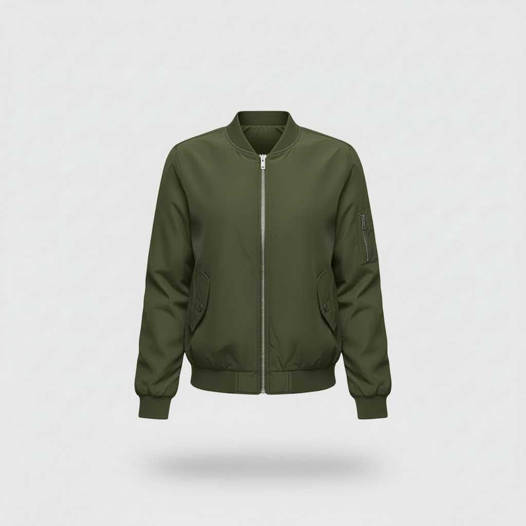 Kurtka Damska Bomber Krótka z Zamek Błyskawiczny | Casual Outerwear