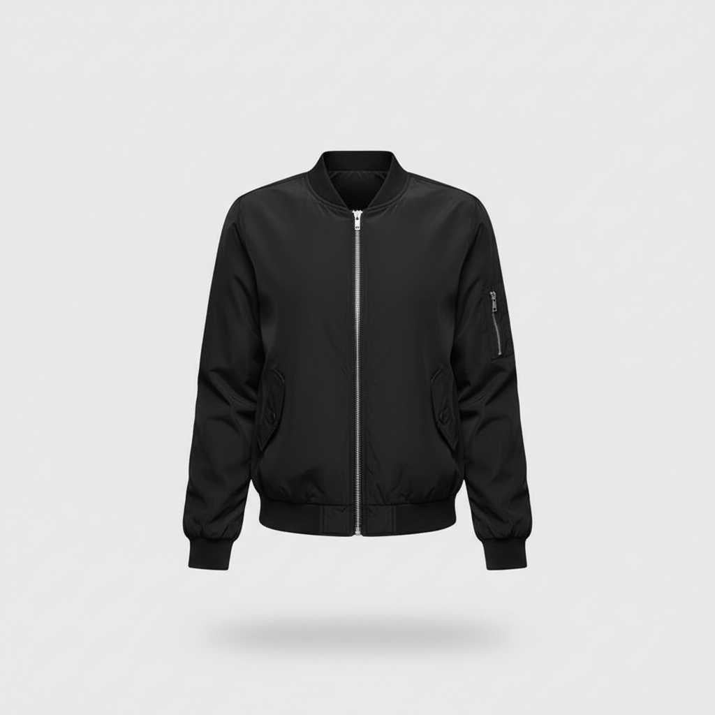 Kurtka Damska Bomber Krótka z Zamek Błyskawiczny | Casual Outerwear