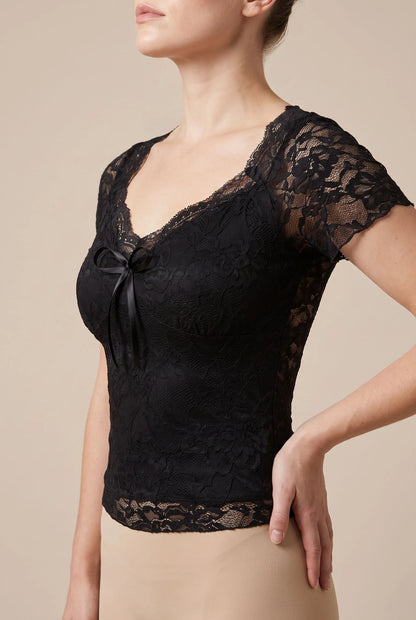 LaceEnvy | Czarna Bluzka Z Krótkim Rękawem