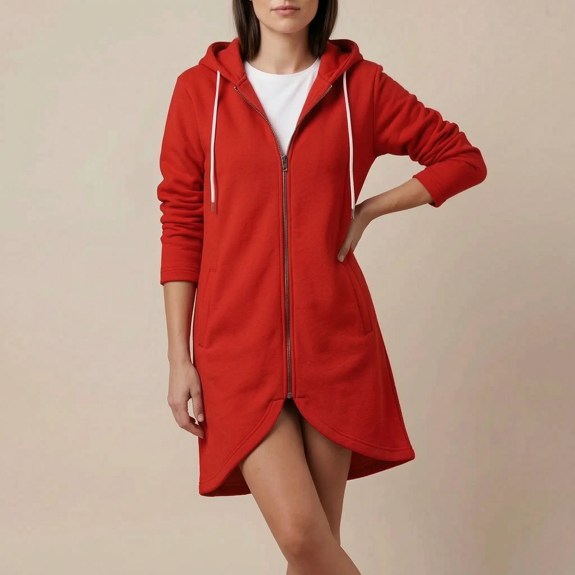 Longzip | Długa Bluza Z Kapturem Damska