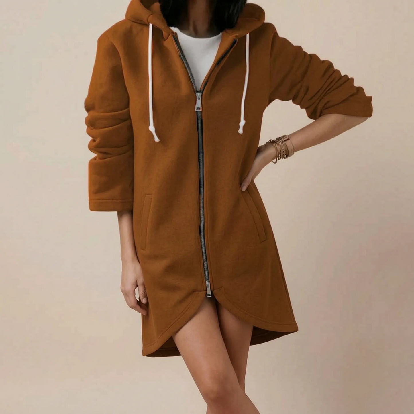 Longzip | Długa Bluza Z Kapturem Damska