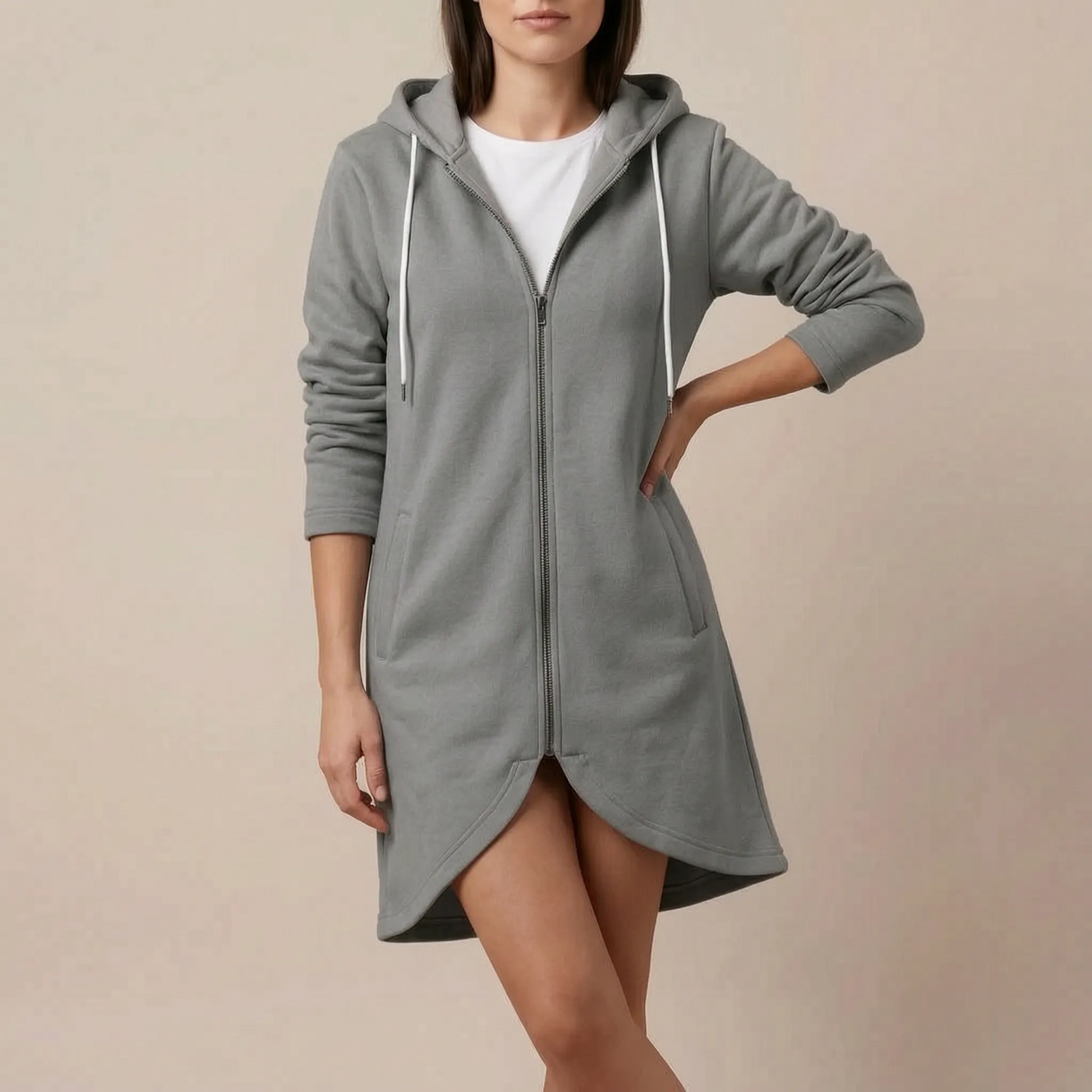 Longzip | Długa Bluza Z Kapturem Damska
