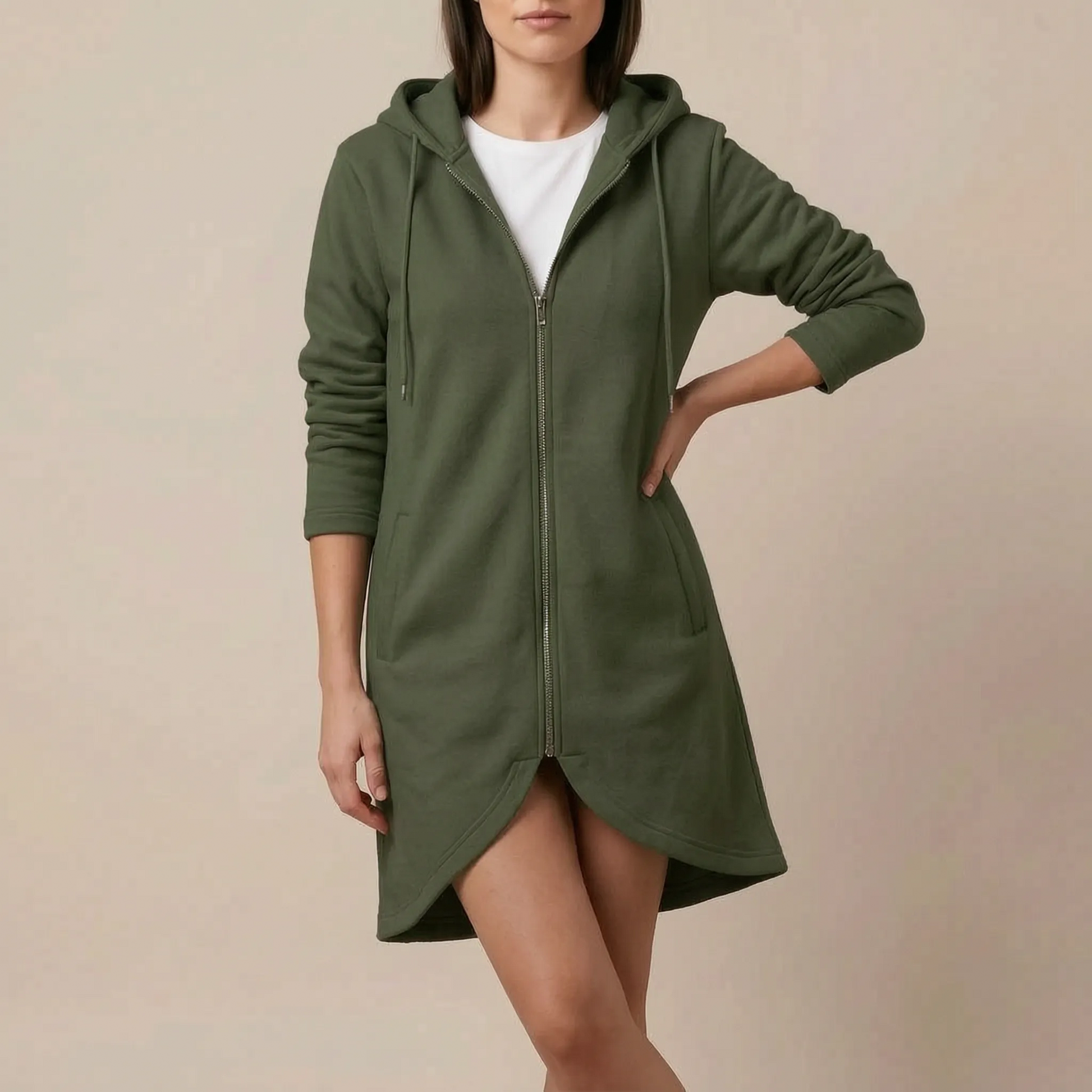 Longzip | Długa Bluza Z Kapturem Damska