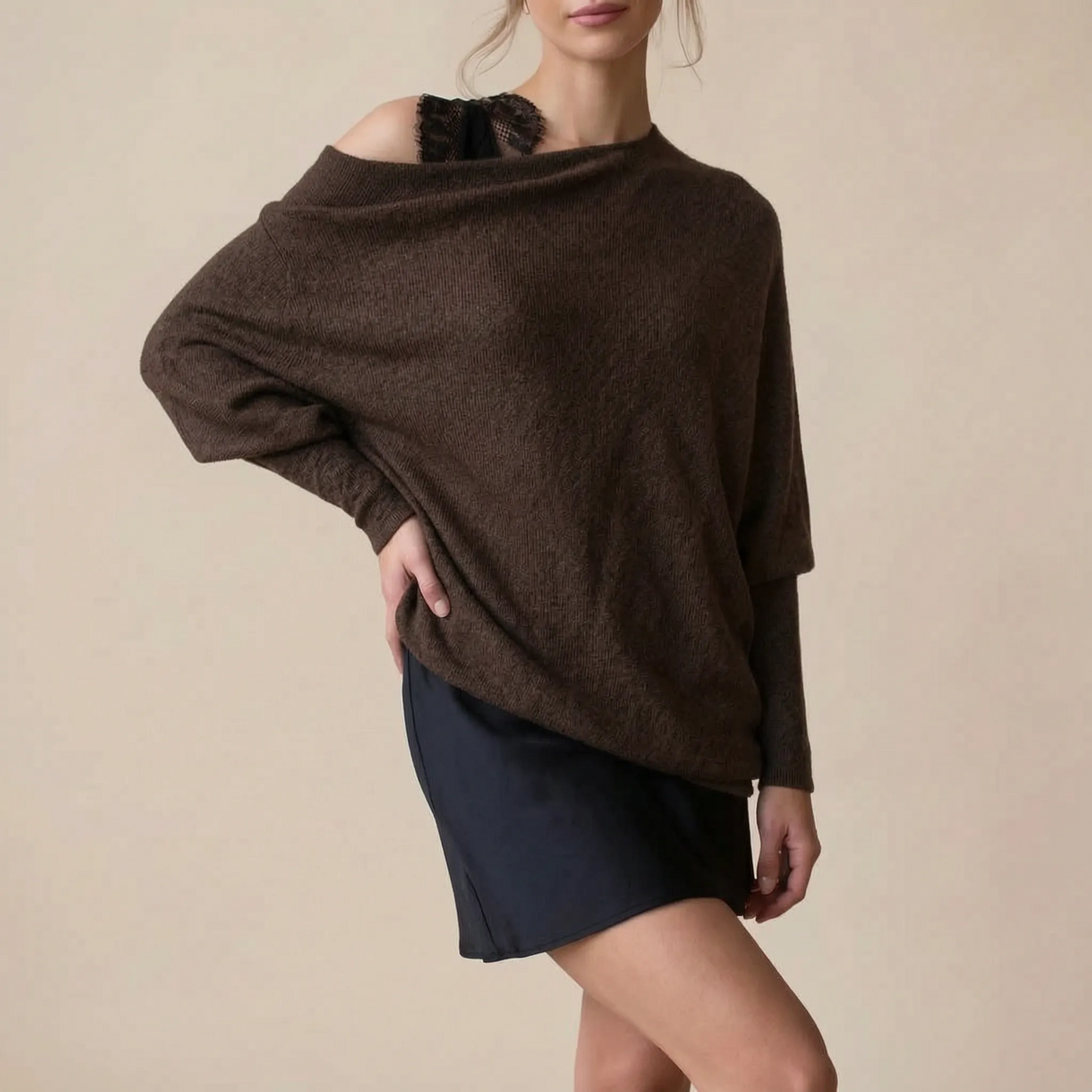 LoungeKnit | Asymetryczny Sweter Damski Oversize
