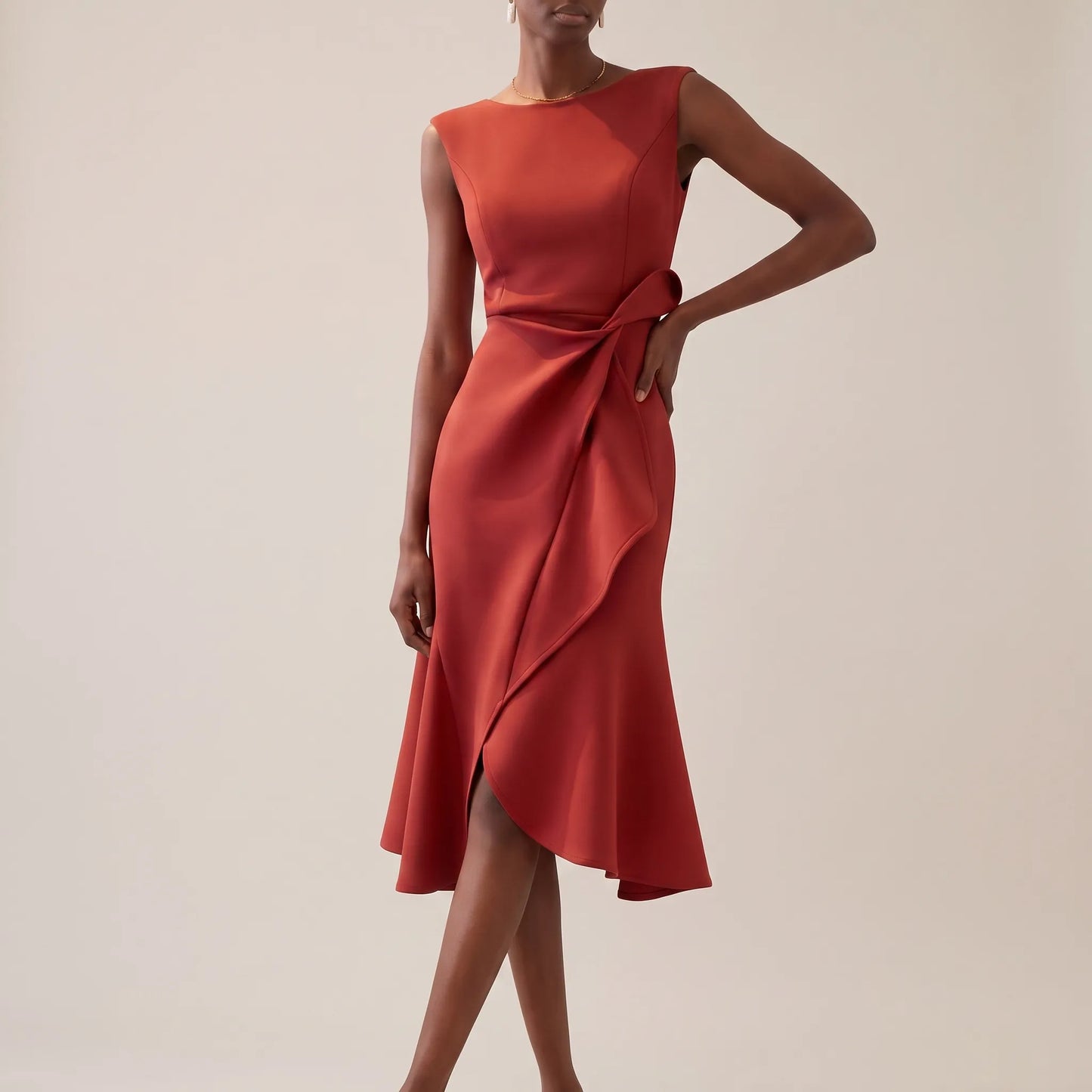 Midalia | Elegancka Sukienka Midi Z Marszczeniem