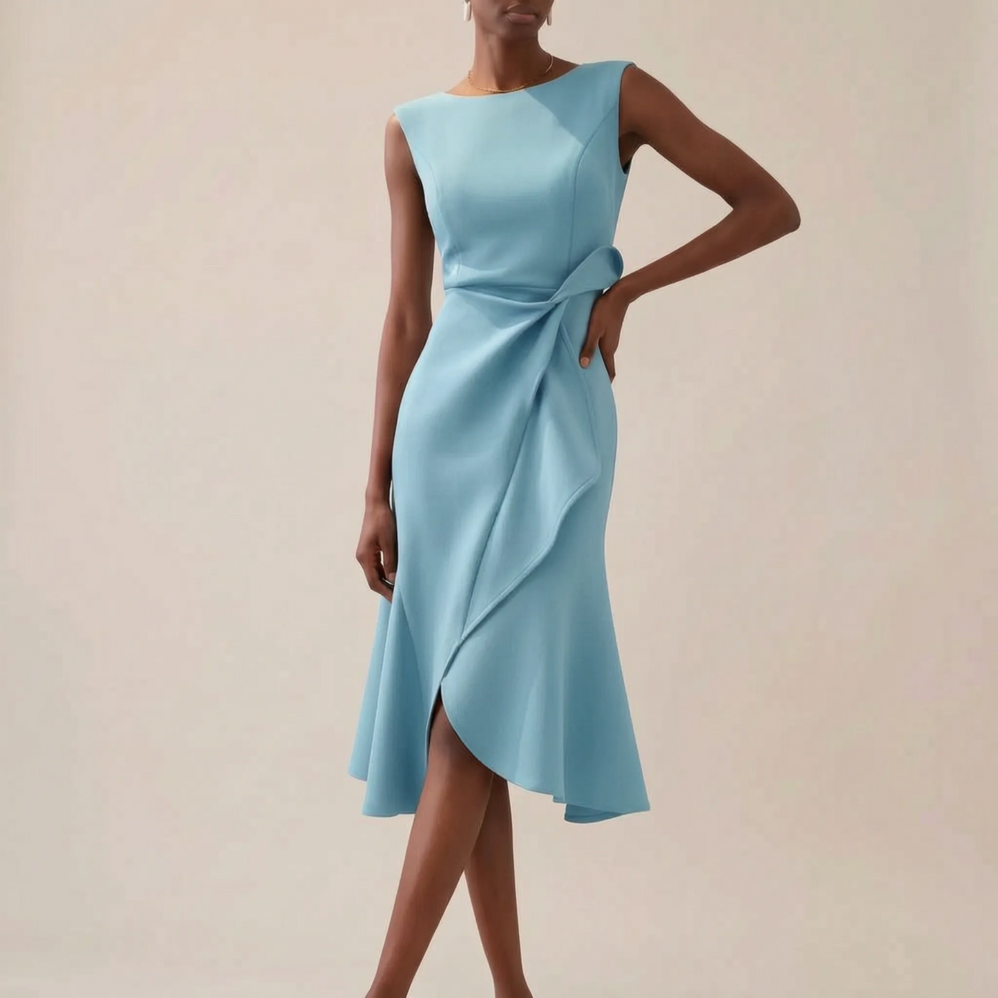 Midalia | Elegancka Sukienka Midi Z Marszczeniem