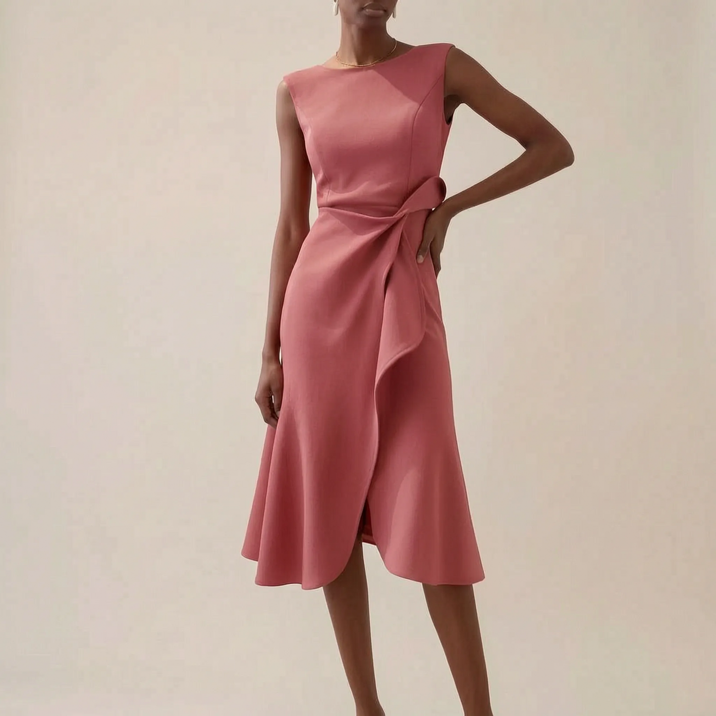 Midalia | Elegancka Sukienka Midi Z Marszczeniem