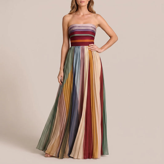 Pleatopia | Wielokolorowa Elegancka Sukienka Maxi