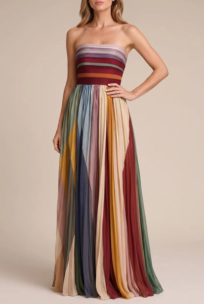Pleatopia | Wielokolorowa Elegancka Sukienka Maxi